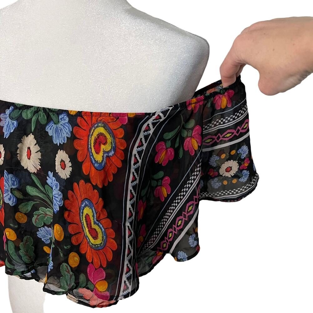 NWOT Women's Show Me Your Mumu chiffon ruffle sleeves crop top - Small - Picture 3 of 8